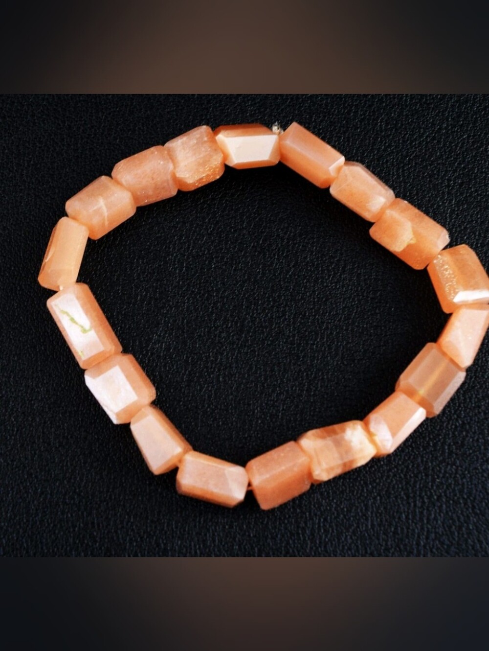 Faceted Peach Moonstone Beaded Bracelet - Women Jewelry